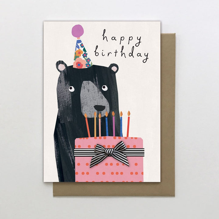Stop the Clock: Greeting Card Dotty Happy Birthday Bear with Cake