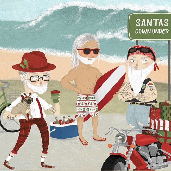 La La Land: Greeting Card Surfer Santa
