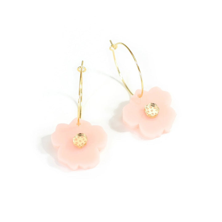 Huniy: Earrings Flower Hoops Nude Pink