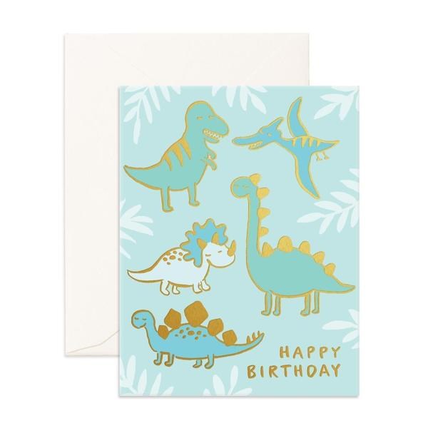 Fox & Fallow: Greeting Card Happy Birthday Dinos Foil