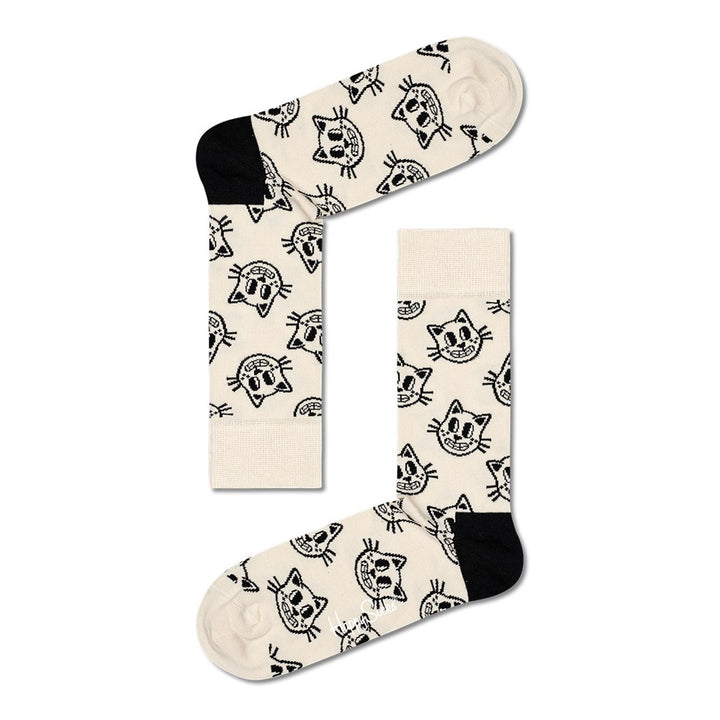 Happy Socks: Cat White Black