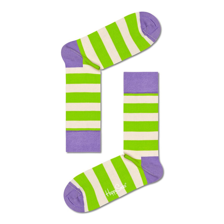 Happy Socks: Stripe Neon Green Purple White