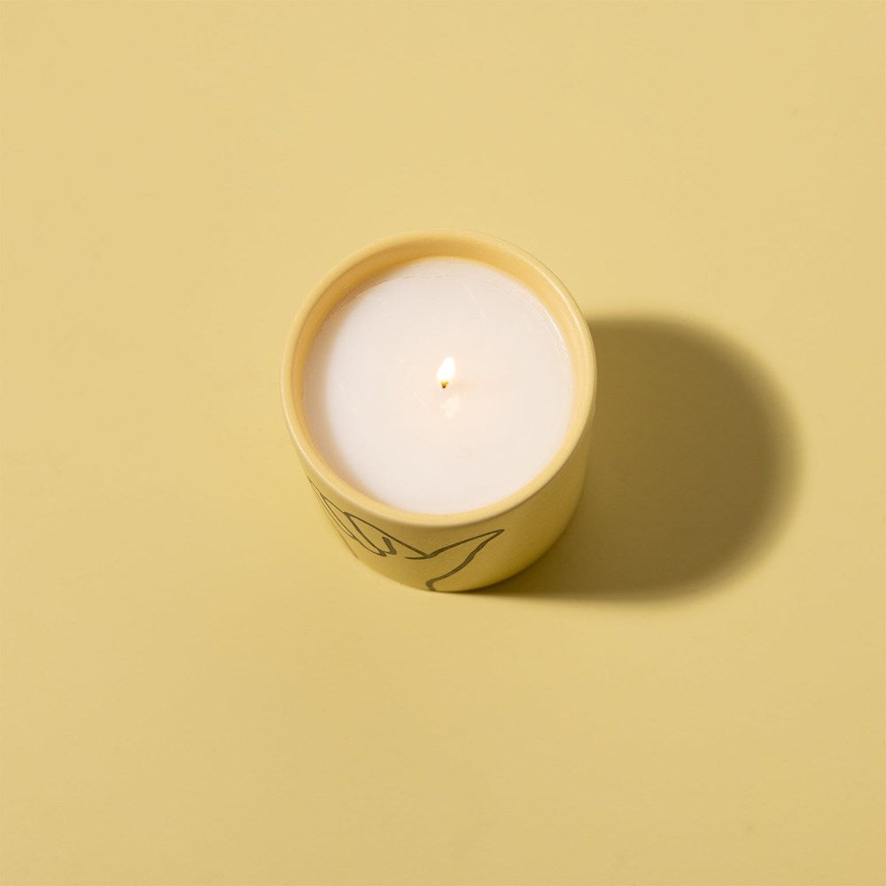 Paddywax: Impressions 5.75oz Ceramic Candle Yellow Hang Loose Ocean Rose & Bay