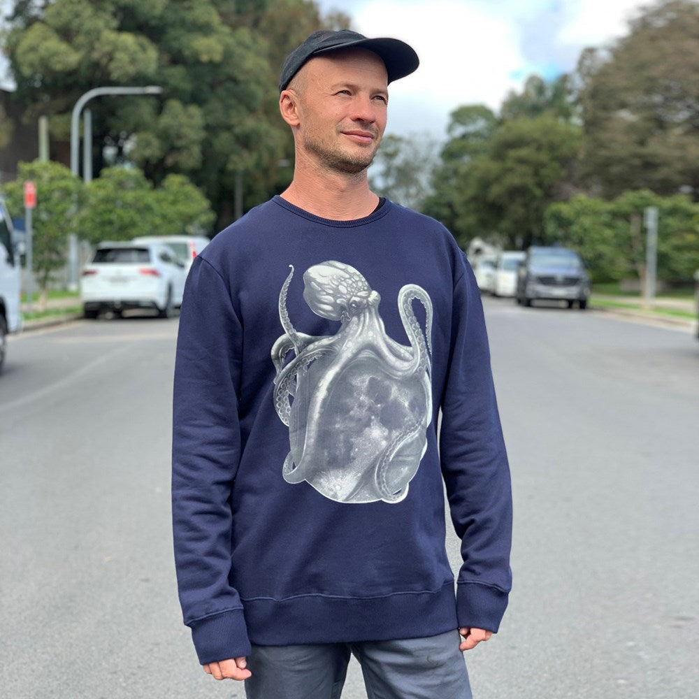 Lunar Octopus Navy Mens Jumper