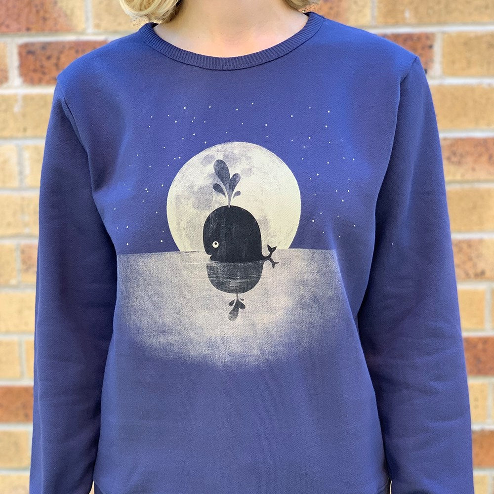 Whale Moon Dusky Blue Womens Jumper
