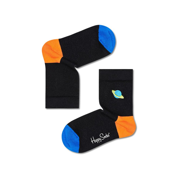 Happy Socks: Kids Saturnus Embroidery Black