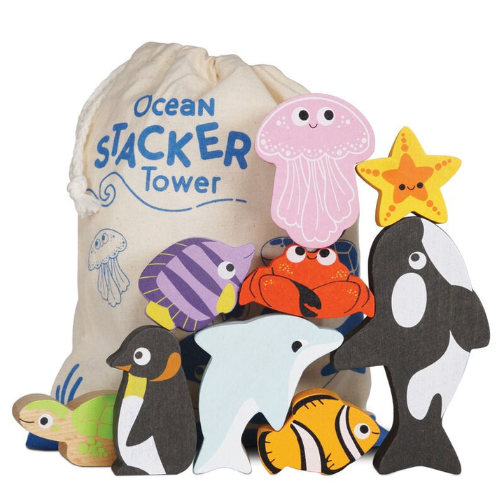 Le Toy Van: Petilou Stacking Animals & Bag Ocean