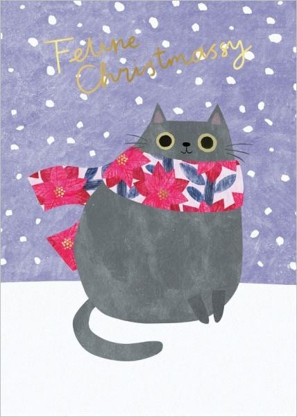 Ohh Deer: Foil Greeting Card Grey Cat Floral Scarf