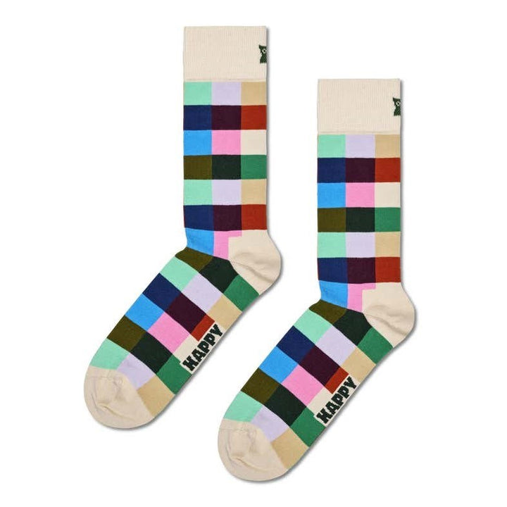 Happy Socks: Rainbow Check White