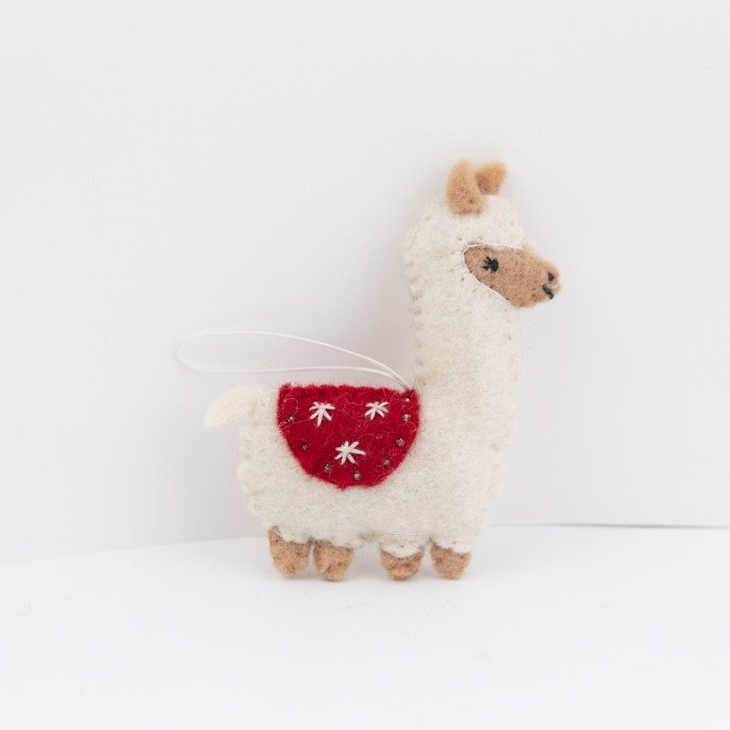 Pashom: Xmas Ornament Llama Blanket Red