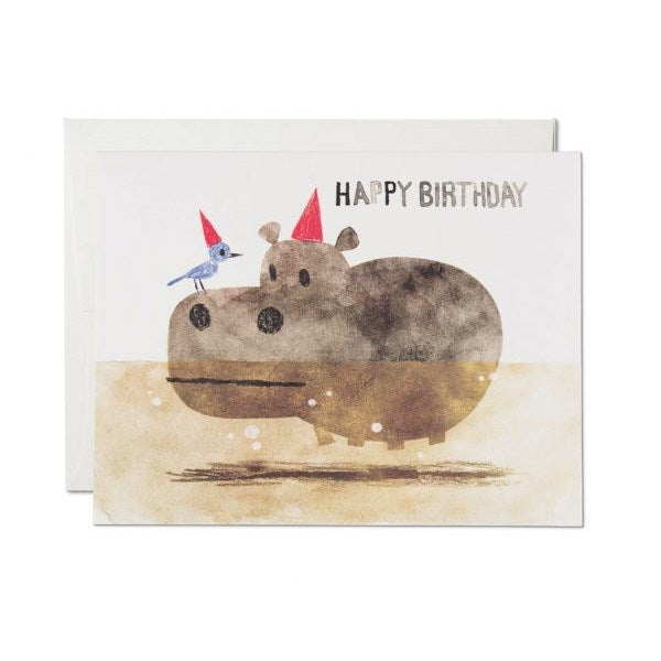 Red Cap: Greeting Card Bird and Hippo