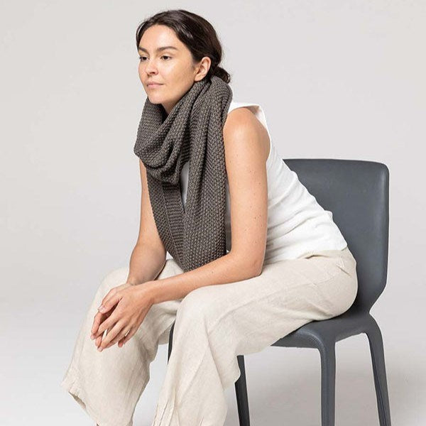 Indus Design: Scarf Moss Stitch Border Knit Buffalo