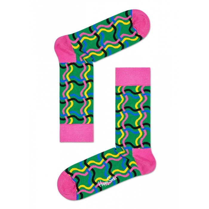 Happy Socks: Squiggly Green Pink