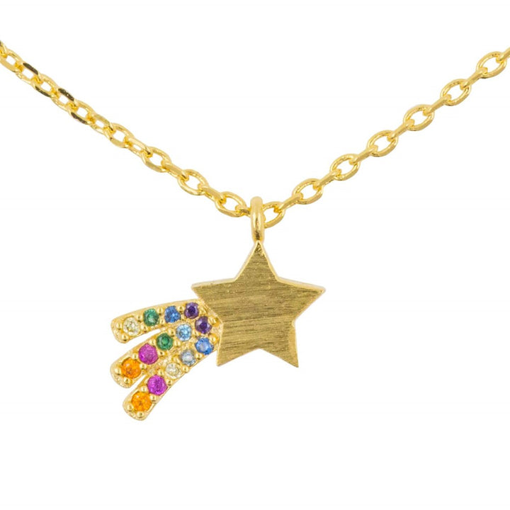 Short Story: Necklace Diamante Shooting Star Rainbow Gold