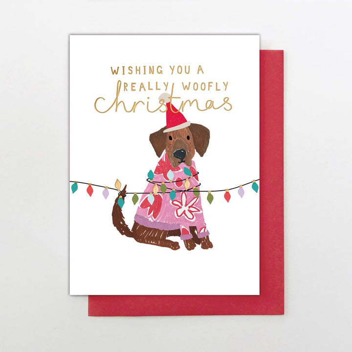 Stop the Clock: Greeting Card Christmas Dog in Lights