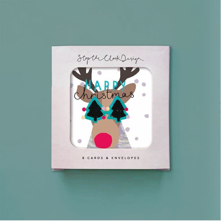 Stop the Clock: Greeting Card 8pk Christmas Reindeer