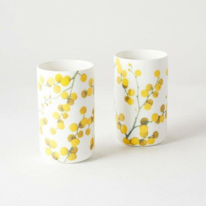 Angus & Celeste: Ceramic Tumblers Two Set Wattle Blossom
