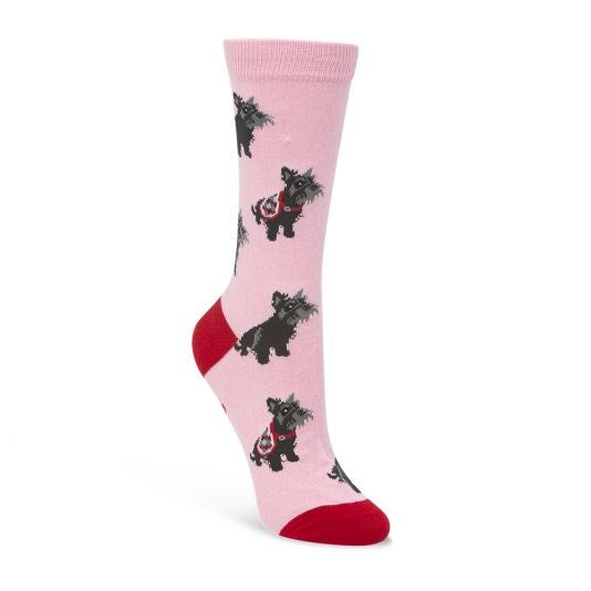 Bamboozld: Womens Scotty Dog Pink And Grey Marle Bamboo Sock