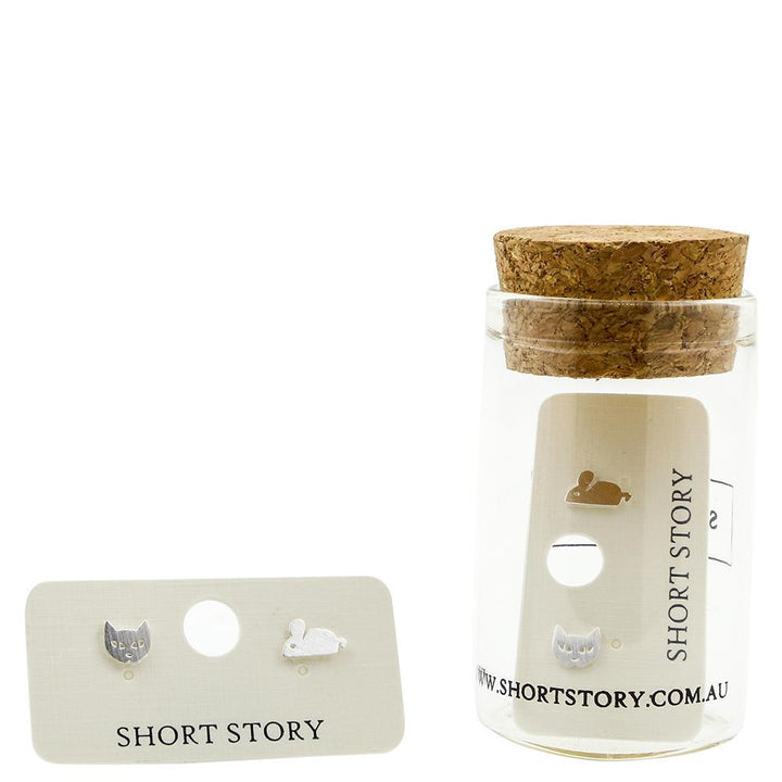 Short Story: Earring Cat & Mouse Silver