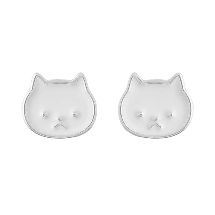 Short Story: Earring Epoxy Cat Face White