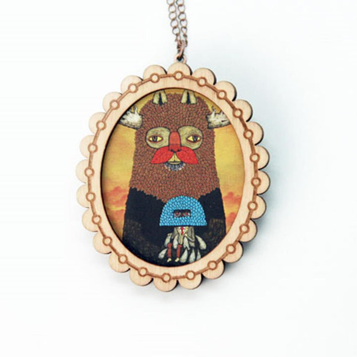 Wood Print Necklace: Passing Forest
