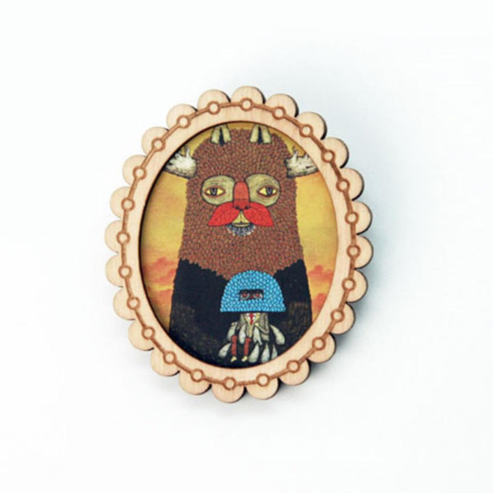 Wood Print Brooch: Passing Forest
