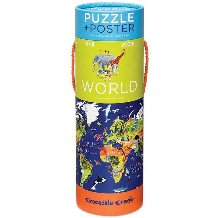 Crocodile Creek: 200pc Puzzle + Poster World Animals