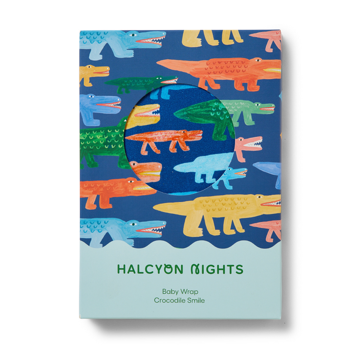 Halcyon Nights: Baby Wrap Crocodile Smile Navy