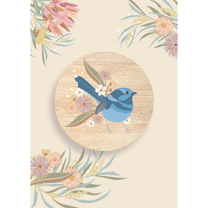 Aero Images: Wooden Magnet Greeting Card Fairy Wren