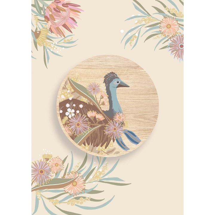 Aero Images: Wooden Magnet Greeting Card Emu