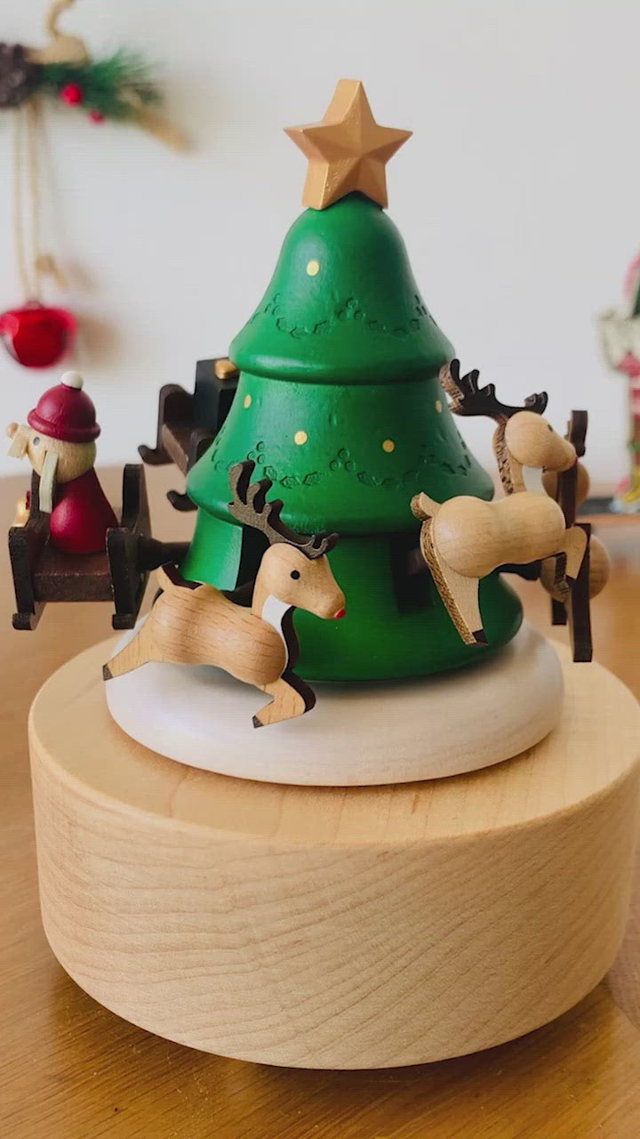 Wooderful Life: Music Box Christmas Santa & Reindeer Tree