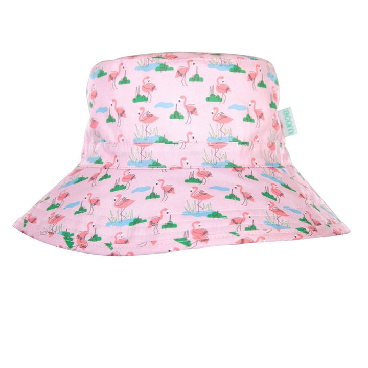Acorn Kids: Broad Brim Bucket Hat Dancing Flamingo Pink Blue  Green
