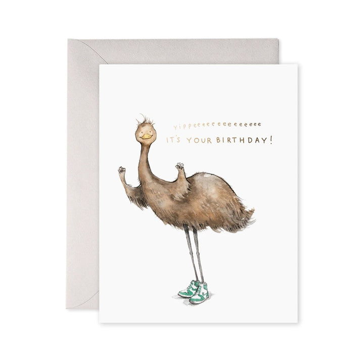 E. Frances Paper: Foil Greeting Card Emu Birthday