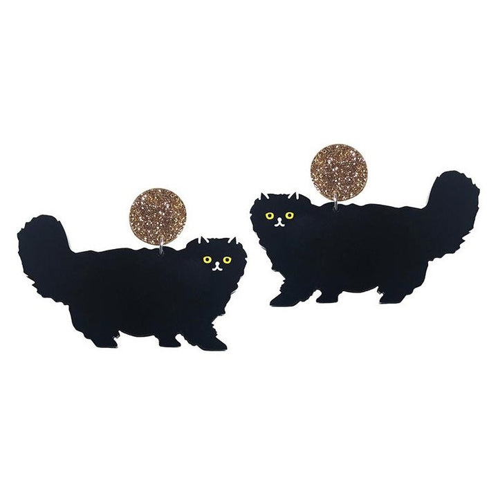 Yippy Whippy: Fluffy Cat Earrings Black
