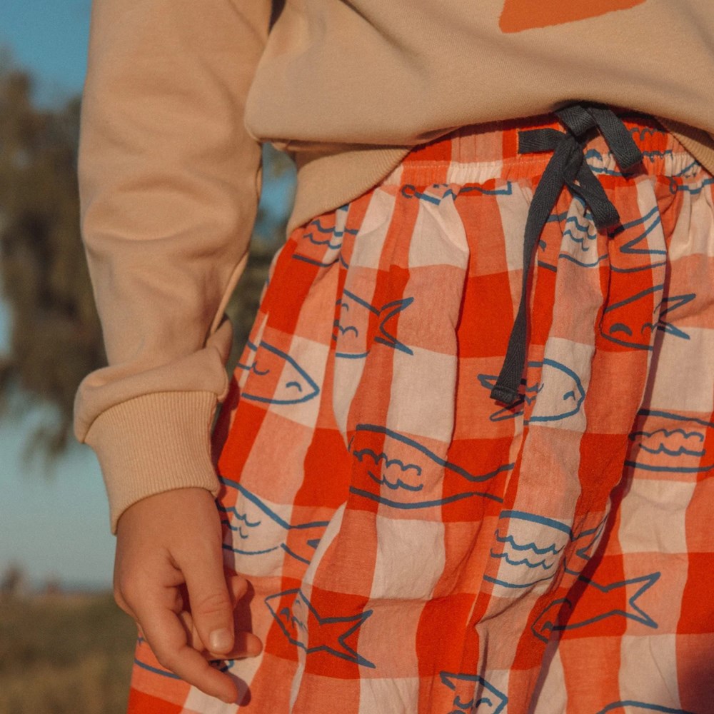 Olive + The Captain: Midi Skirt Fish Hadley Red Gingham