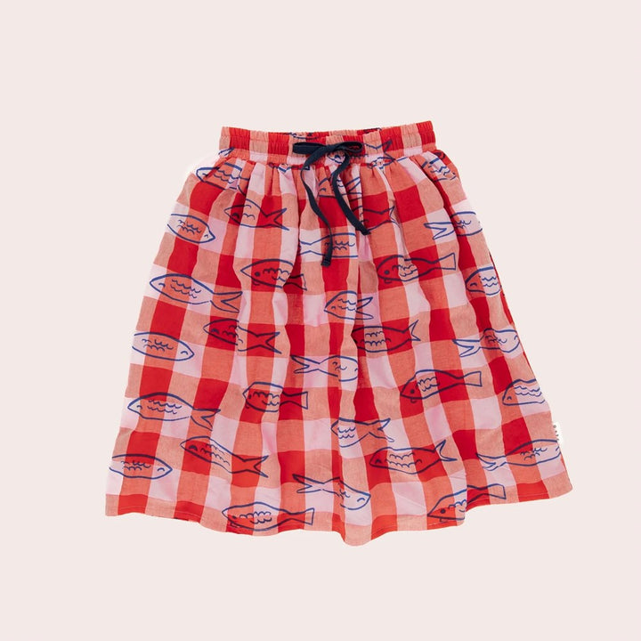 Olive + The Captain: Midi Skirt Fish Hadley Red Gingham