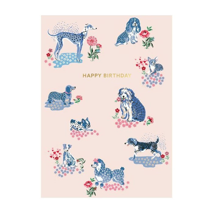 Cath Kidston: Foil Greeting Card Happy Birthday Puppy Fields