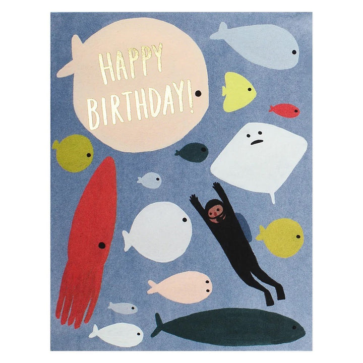 Red Cap: Foil Greeting Card Scuba Happy Birthday