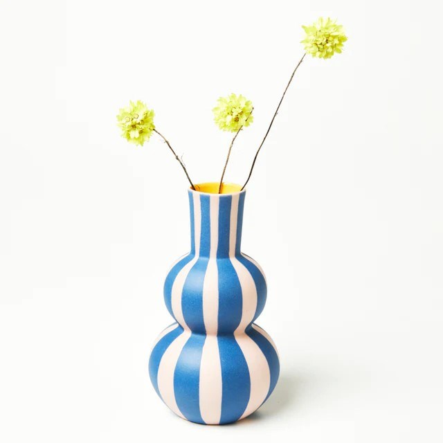 Jones & Co: Happy Vase Blue Stripe