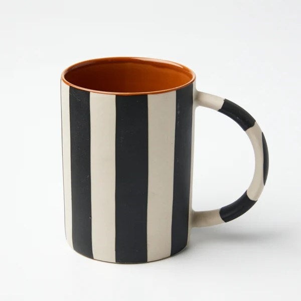 Jones & Co: Happy Mug Black Stripe