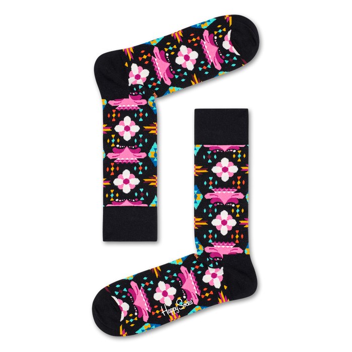 Happy Socks: Temple Blossom Pink Black