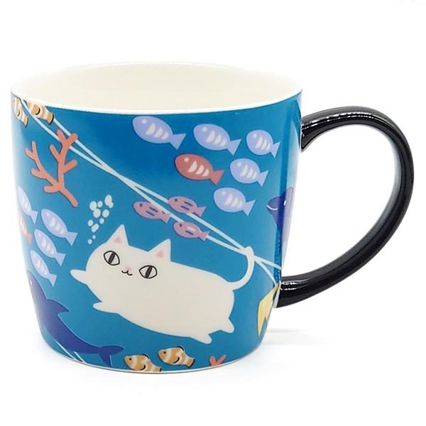 Ceramic-ai: Cat Mug Blue Fish