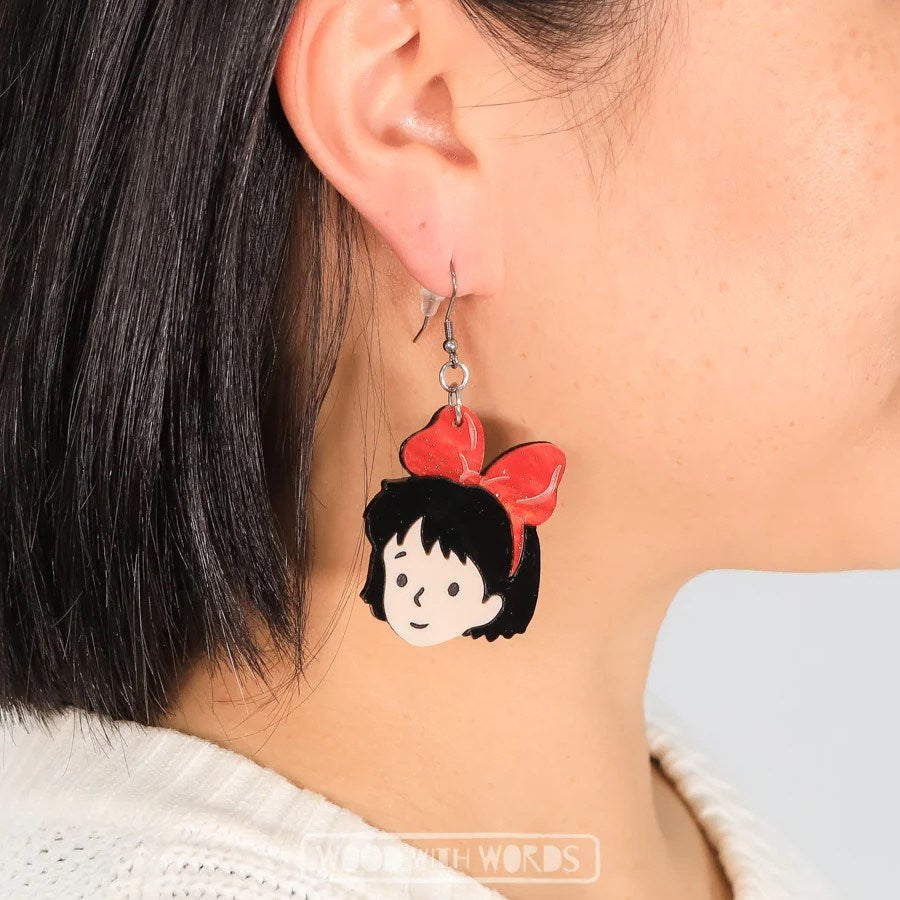 Wood With Words: Acrylic Dangle Earrings Kiki and Jiji