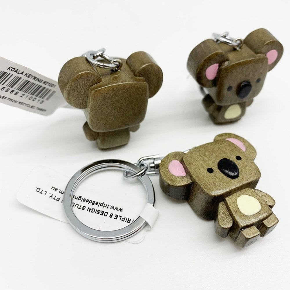 Triple 8 Design Studios Timber Keyring Koala Monsterthreads
