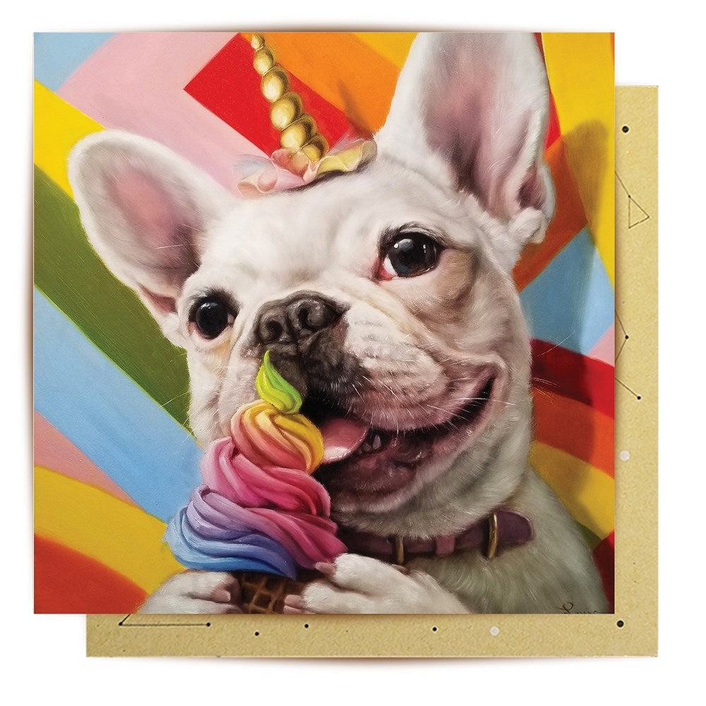 La La Land: Greeting Card Rainbow French Bulldog