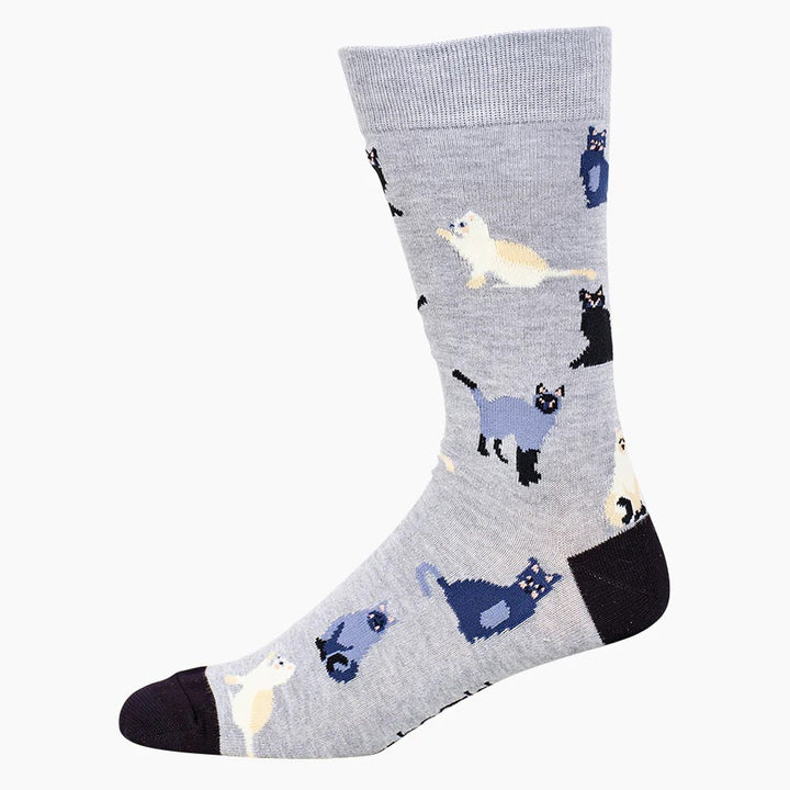 Bamboozld: Mens Cats Grey Bamboo Sock