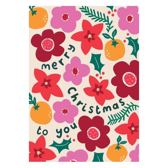 Raspberry Blossom: Greeting Card Happiness Christmas Flowers