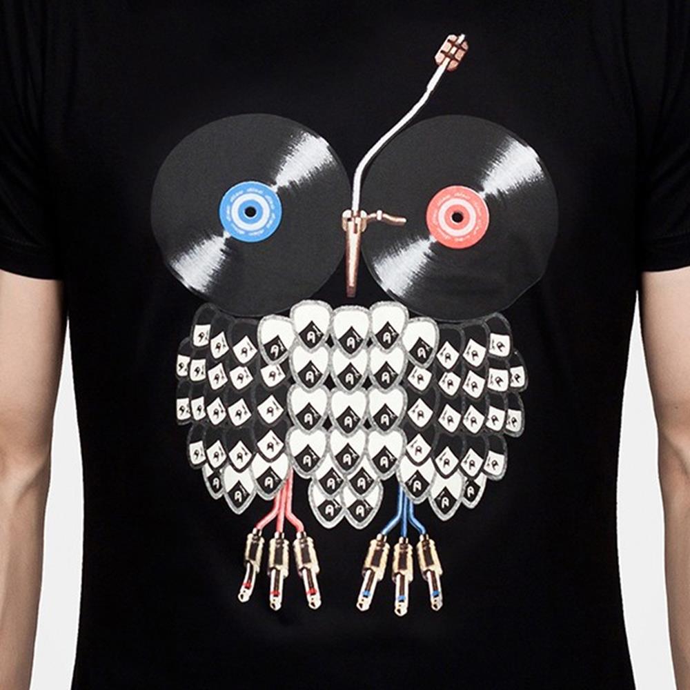 Vinyl Owl Black Mens Tee