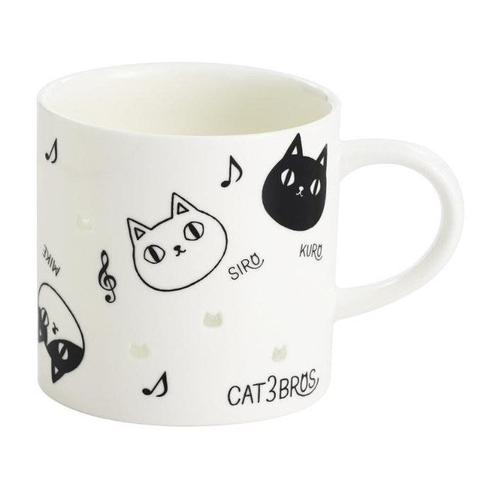 Ceramic-ai: Cat Mug Black and White  Musical Heads