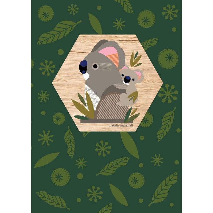 Natalie Marshall: Wood Magnet Card Koala